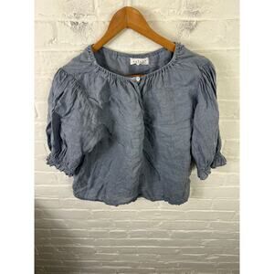 Velvet by Graham & Spencer Women's Pullover Blouse Top Puff Sleeve Gray Size S